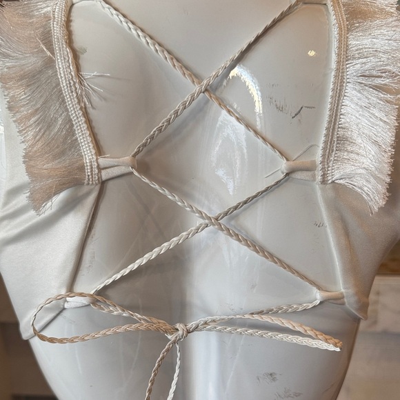 12th Tribe Helena White Mesh Cutout Laceup Back Maxi Dress Size - Picture 10 of 16